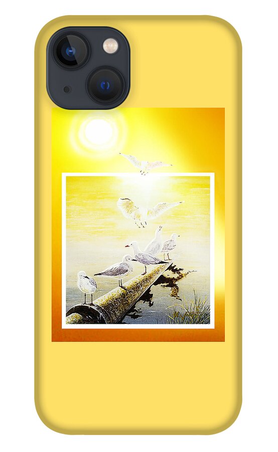 Birds iPhone 13 Case featuring the painting Sun Birds by Hartmut Jager