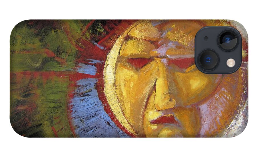 Mask iPhone 13 Case featuring the painting Sun Mask by Randy Wollenmann