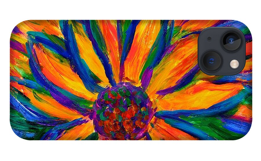 Sunflower iPhone 13 Case featuring the painting Sunflower Burst by Kendall Kessler