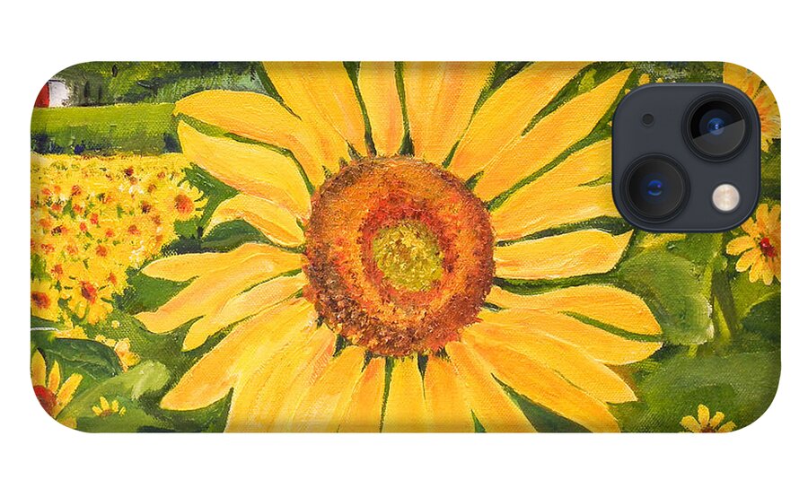 Sunflower iPhone 13 Case featuring the painting Sunflower - Burst of color by Jan Dappen
