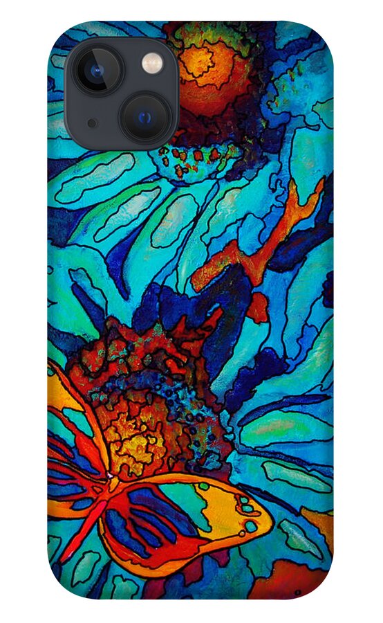 Sunflowers iPhone 13 Case featuring the painting Sunflower Madness III- SOLD by MarvL Roussan