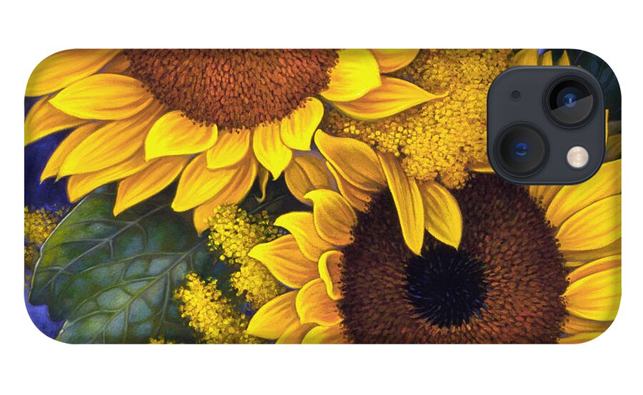 #faatoppicks iPhone 13 Case featuring the painting Sunflowers by Mia Tavonatti