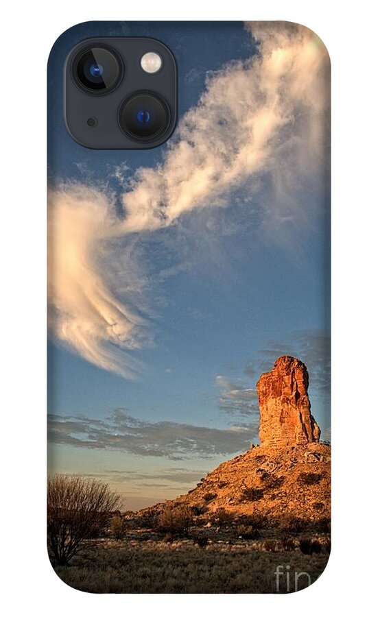 Chambers Pillar iPhone 13 Case featuring the photograph Sunrise and clouds at Chambers Pillar by Peter Kneen