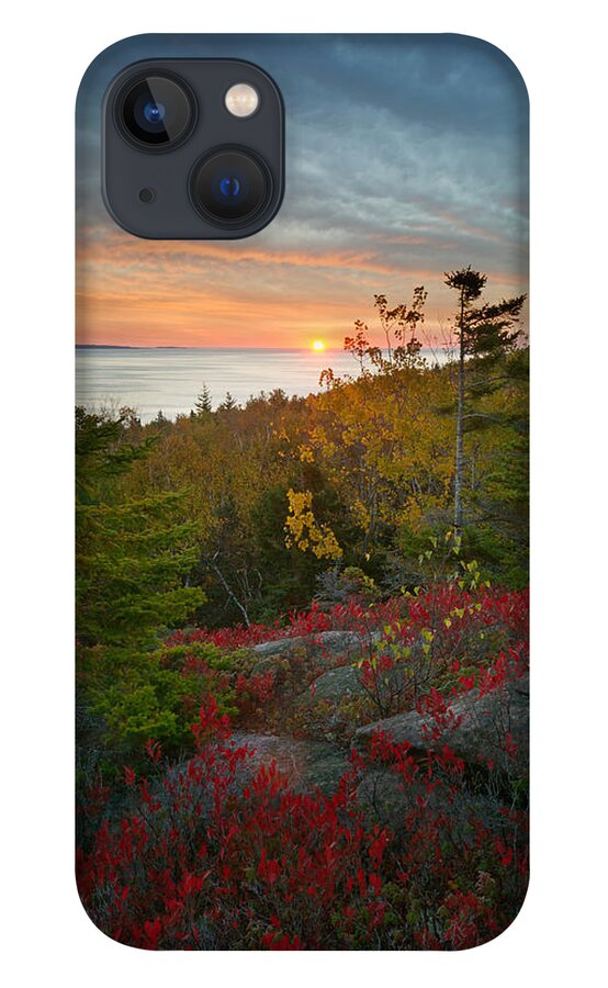 #acadia#sunrise#fall#colors#landscape#maine#acadianationalpark#greathead iPhone 13 Case featuring the photograph Sunrise Great Head ANP by Darylann Leonard Photography