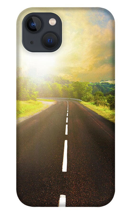 Long iPhone 13 Case featuring the photograph Sunset In Nature With Endless Road by Drazen 