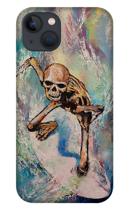 Skull iPhone 13 Case featuring the painting Surfer by Michael Creese