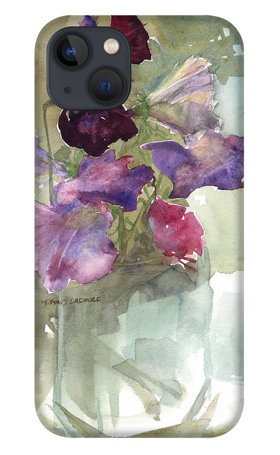 Sweetpeas iPhone 13 Case featuring the painting Sweetpeas 3 by David Ladmore