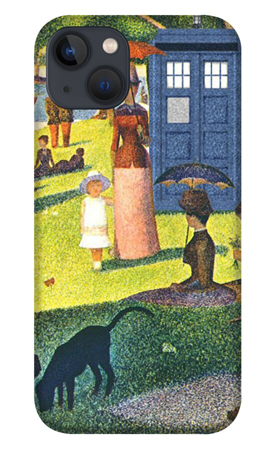 Homage iPhone 13 Case featuring the painting TARDIS v Georges Seurat by GP Abrajano