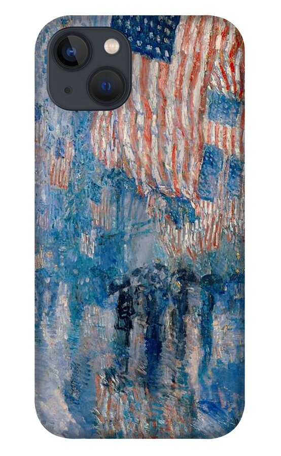 The Avenue In The Rain iPhone 13 Case featuring the painting The Avenue in the Rain by Georgia Fowler