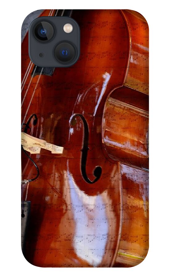 Bass Fiddle iPhone 13 Case featuring the mixed media The Bass of Music by Kae Cheatham