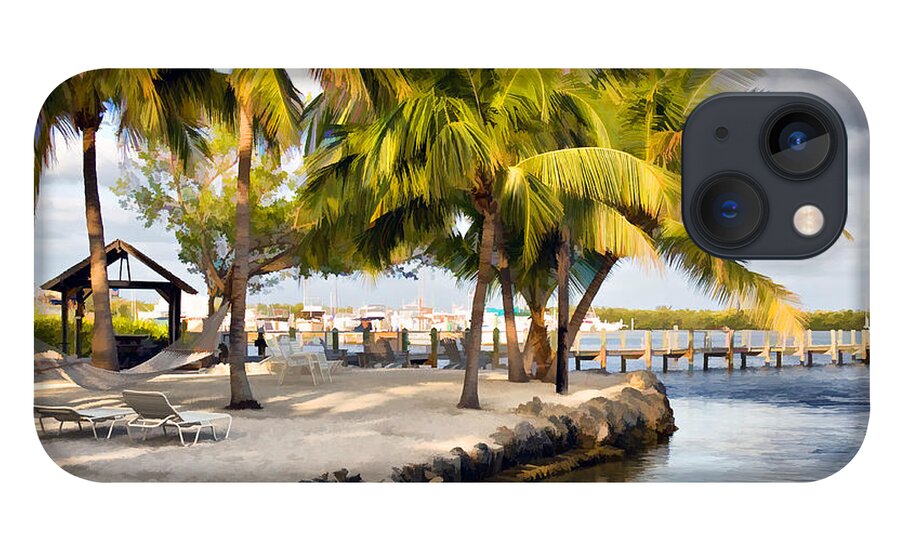 Tropical Island With Palm Trees iPhone 13 Case featuring the photograph The Beach at Coconut Palm Inn by Ginger Wakem