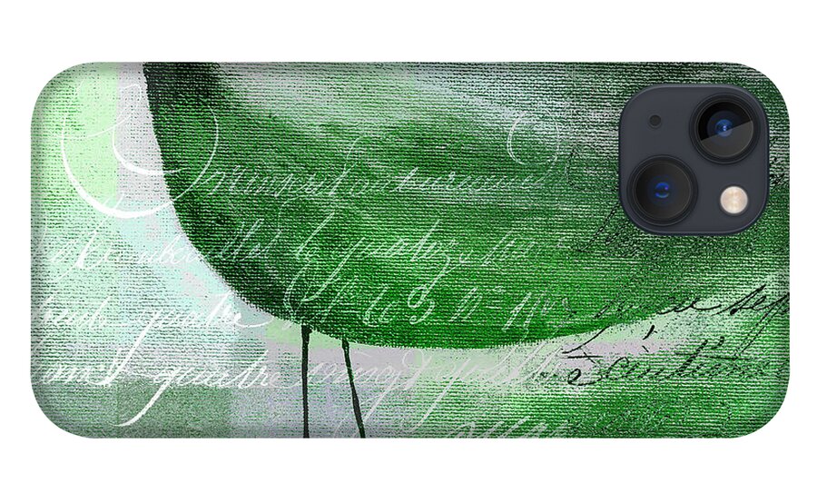 Green iPhone 13 Case featuring the painting The Bird - gr-j099225225-02 by Variance Collections