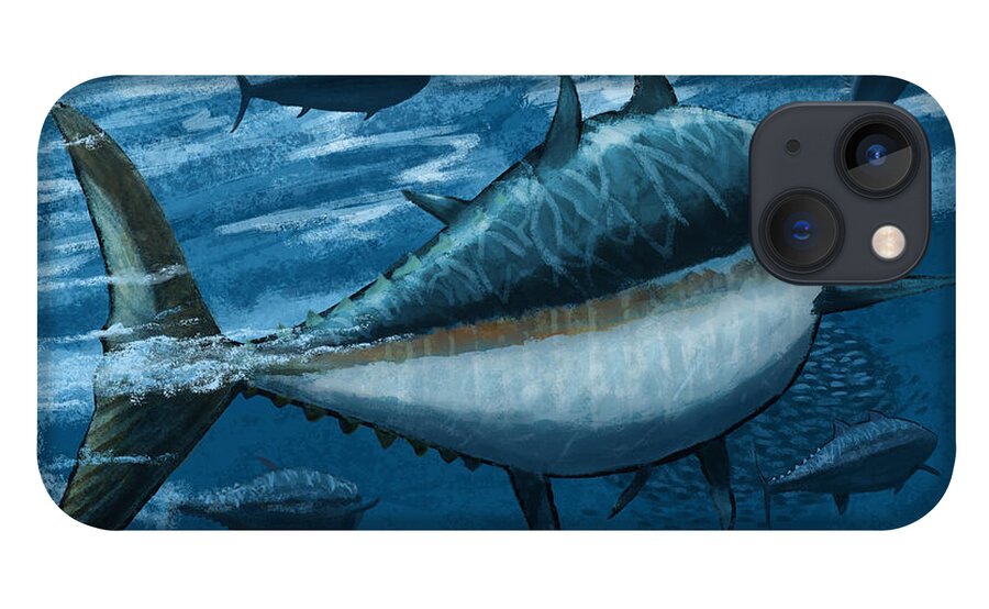 Tuna iPhone 13 Case featuring the digital art The Chase by Kevin Putman