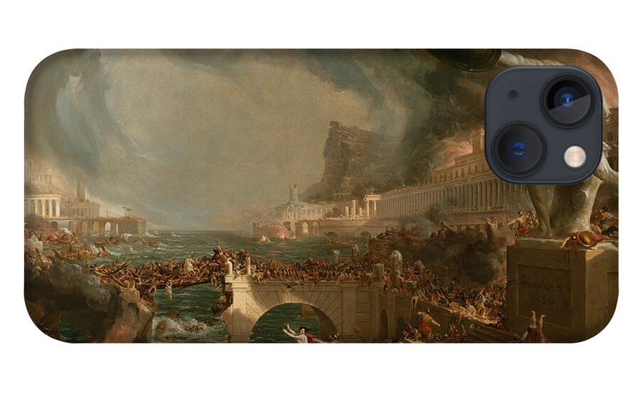 Thomas Cole iPhone 13 Case featuring the painting The Course of Empire Destruction by Thomas Cole