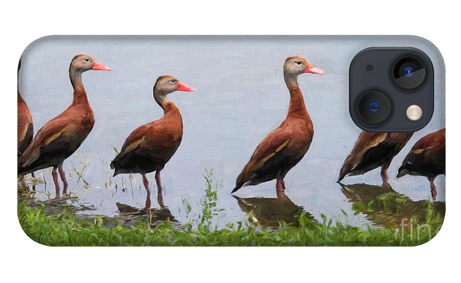 Black-bellied Whistling Ducks iPhone 13 Case featuring the digital art The Gathering by Jayne Carney