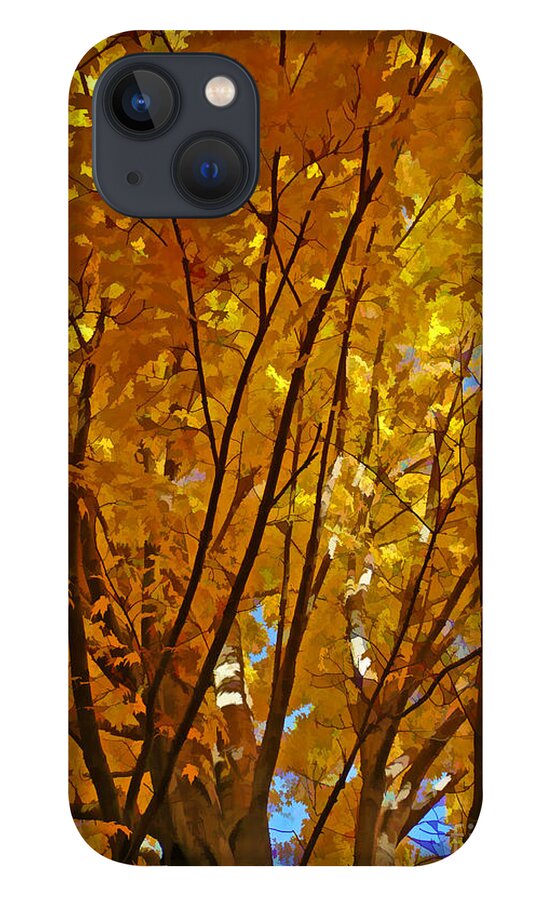Fall iPhone 13 Case featuring the digital art The Golden Tree by Jayne Carney