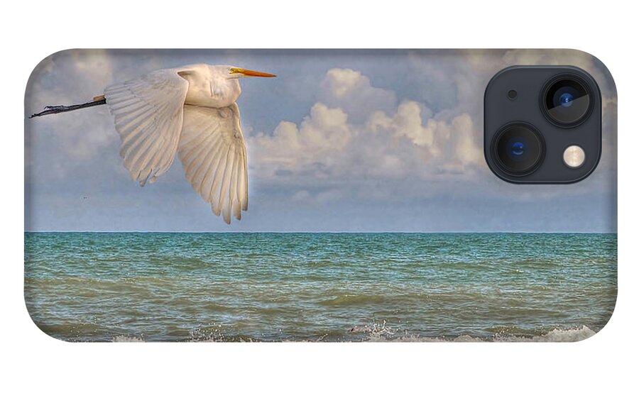 Beach iPhone 13 Case featuring the photograph The Great Egret And The Ocean by Kathy Baccari