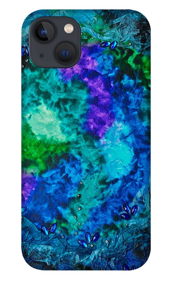 Abstract iPhone 13 Case featuring the mixed media The Grotto by Michele Myers