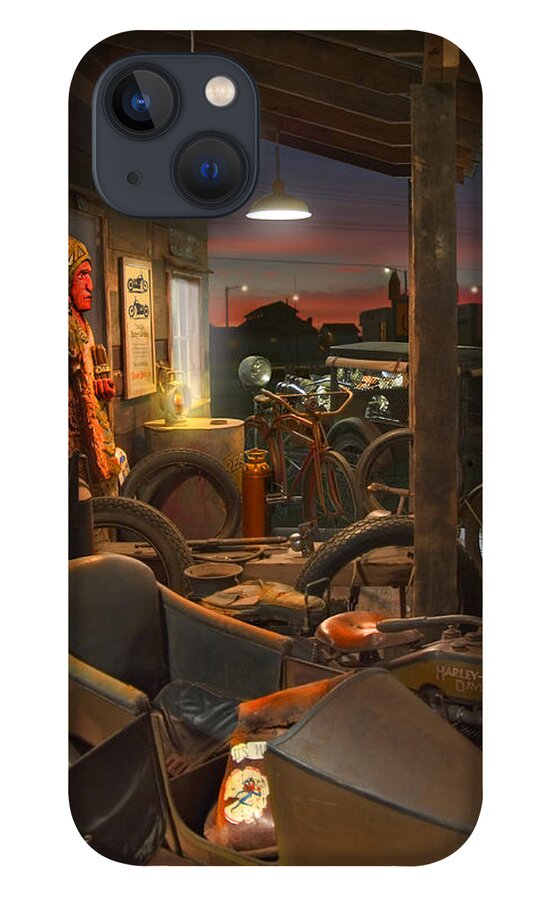 Motorcycle iPhone 13 Case featuring the photograph The Motorcycle Shop 2 by Mike McGlothlen