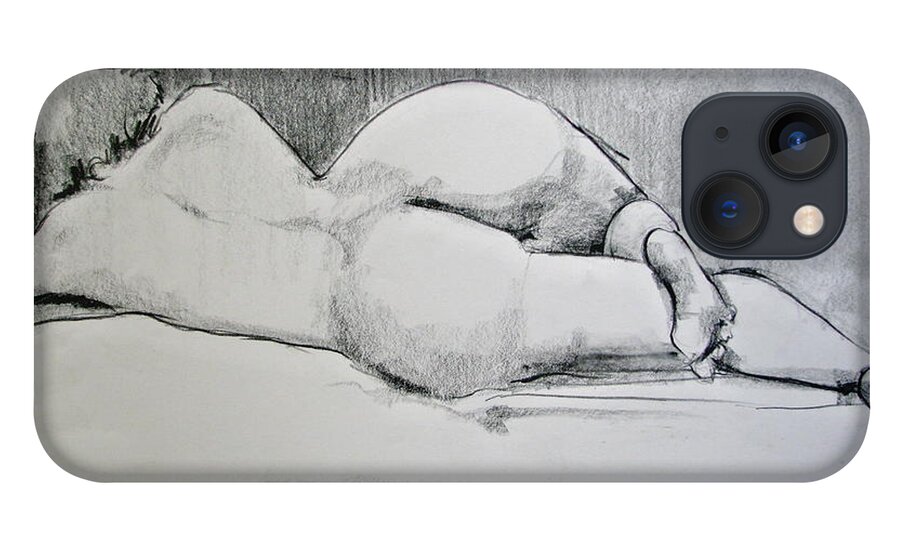 Nude iPhone 13 Case featuring the drawing The Nap by Rory Siegel