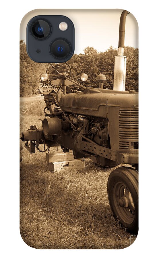 Sepia iPhone 13 Case featuring the photograph The Old Tractor Sepia by Edward Fielding