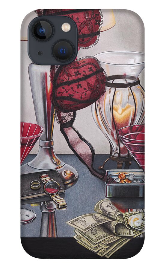 Nightstand iPhone 13 Case featuring the painting The Oldest Profession by Lori Sutherland