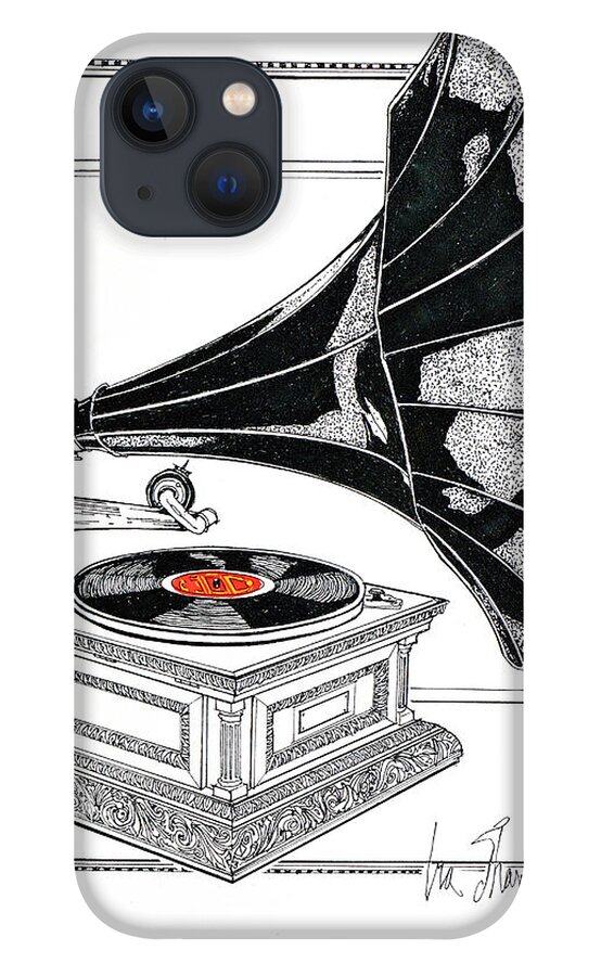Phonographs iPhone 13 Case featuring the drawing The Real Caruso by Ira Shander