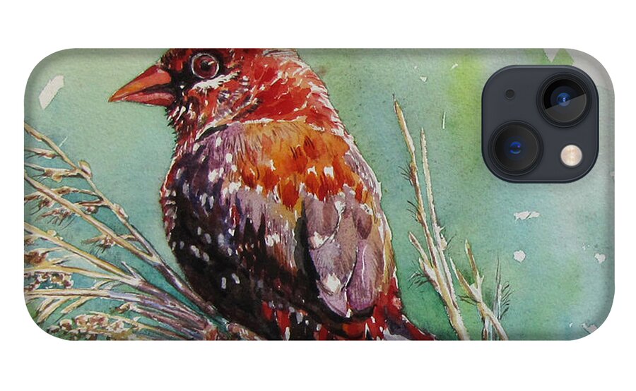 Bird iPhone 13 Case featuring the painting The Red Bird by Jyotika Shroff