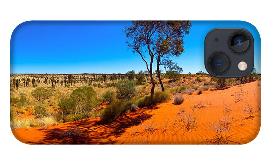 The Road To Uluru Outback Landscape Central Australia Australian Gum Tree Desert Arid Sand Dunes  iPhone 13 Case featuring the photograph The Road to Uluru by Bill Robinson