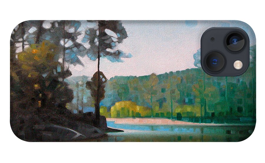Landscape iPhone 13 Case featuring the painting The Shores of Lake Martin by T S Carson