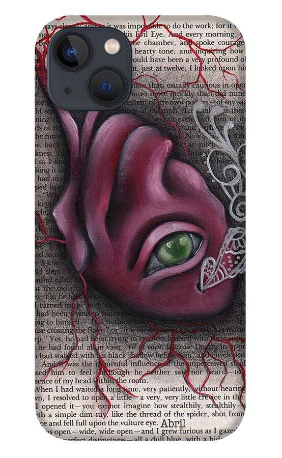 Edgar Allan Poe iPhone 13 Case featuring the painting The Tell Tale Heart by Abril Andrade