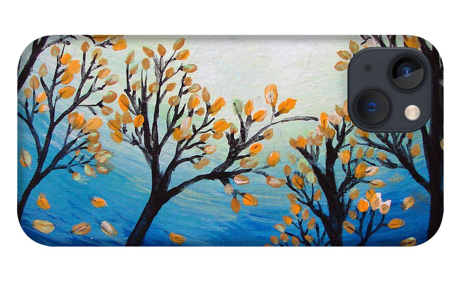 Blue iPhone 13 Case featuring the painting There Is Calmness In The Gentle Breeze by Ashleigh Dyan Bayer