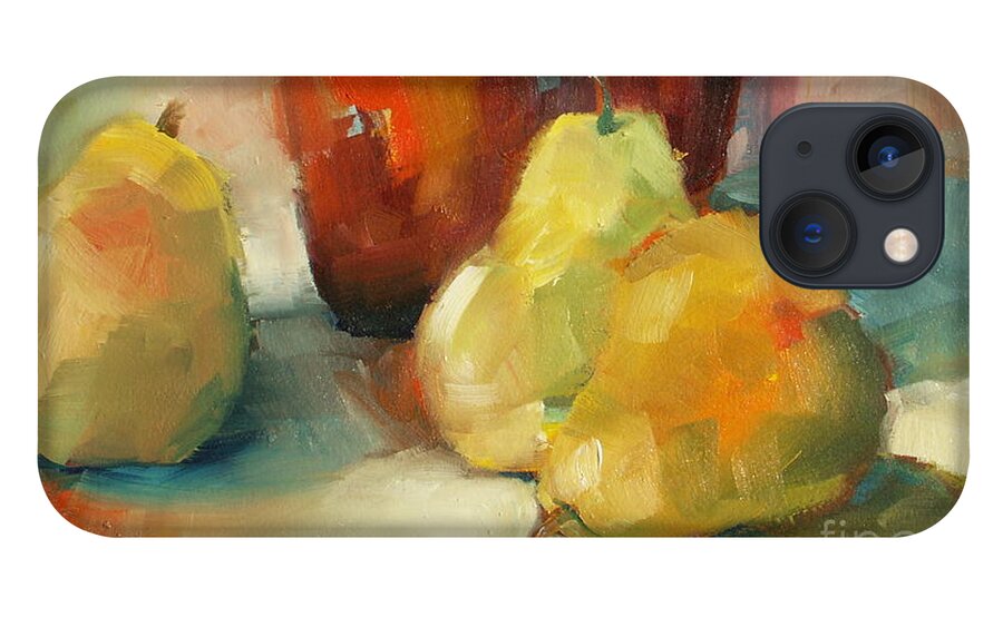 Still Life iPhone 13 Case featuring the painting Three Pears and a Pot by Michelle Abrams