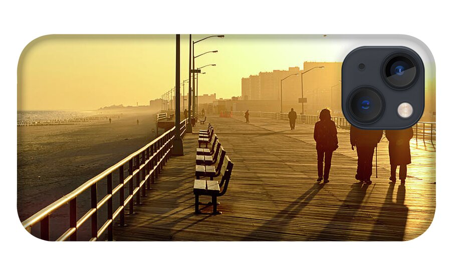 Shadow iPhone 13 Case featuring the photograph Three People Walking Down Boardwalk by Copyright Eric Reichbaum