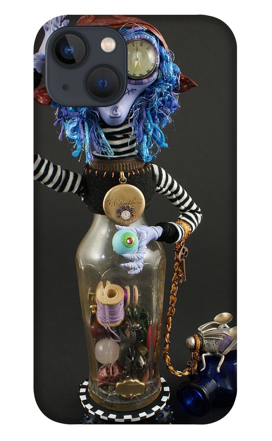 Time Collector iPhone 13 Case featuring the sculpture Time Collector by Judy Henninger