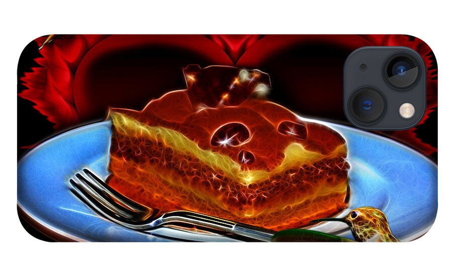 Tiramisu; Cake; Desert; Art; Artist; James Ahn; Rateitart; Dessert Art; Cake Art iPhone 13 Case featuring the digital art Tiramisu n Hummingbirds by James Ahn