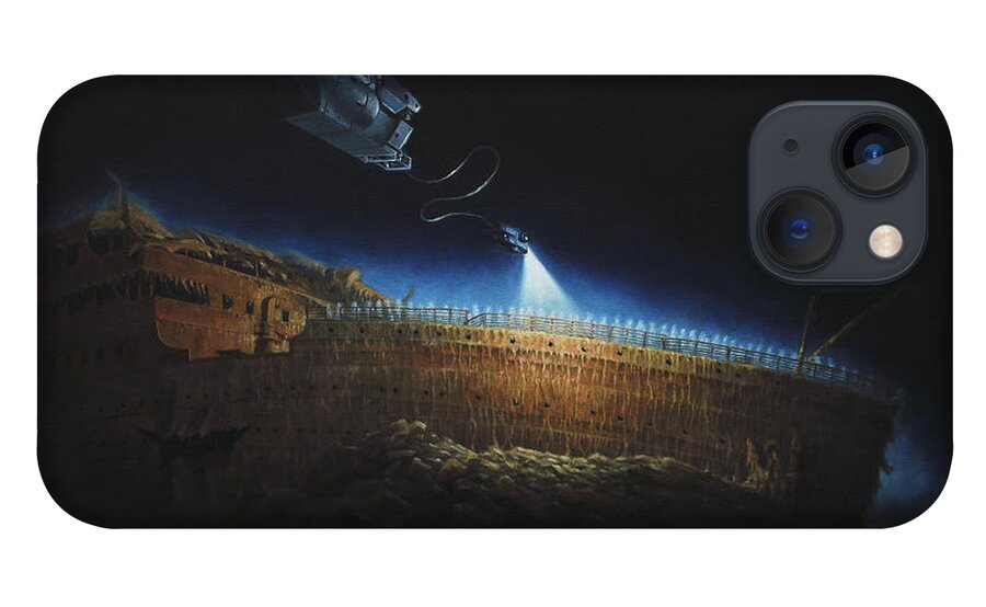 Titanic iPhone 13 Case featuring the painting Titanic wreck save our souls by Martin Davey