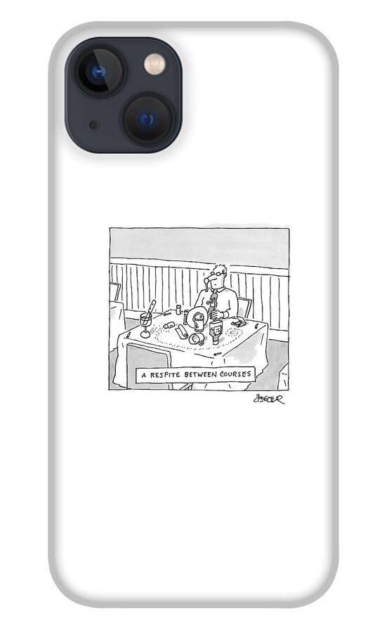 Title: A Respite Between Courses. A Man Sits iPhone 13 Case