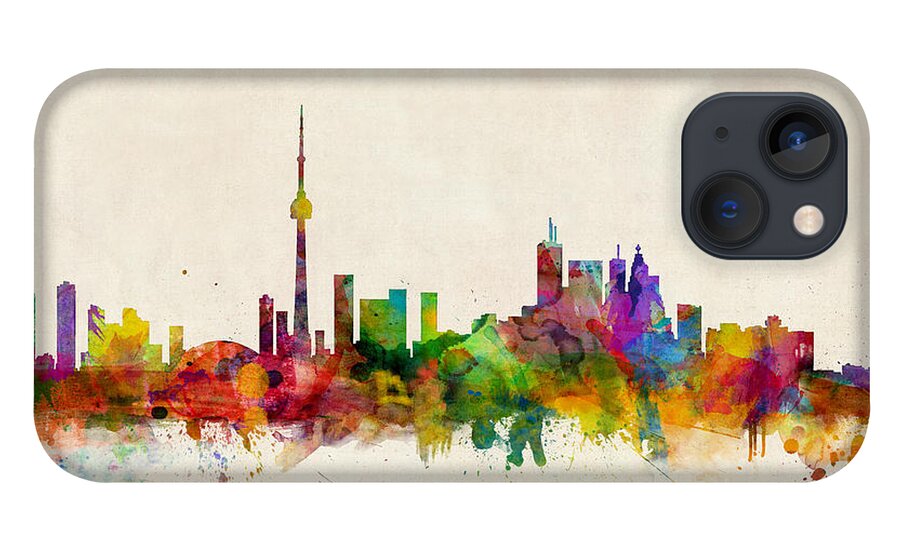 Toronto iPhone 13 Case featuring the digital art Toronto Skyline by Michael Tompsett