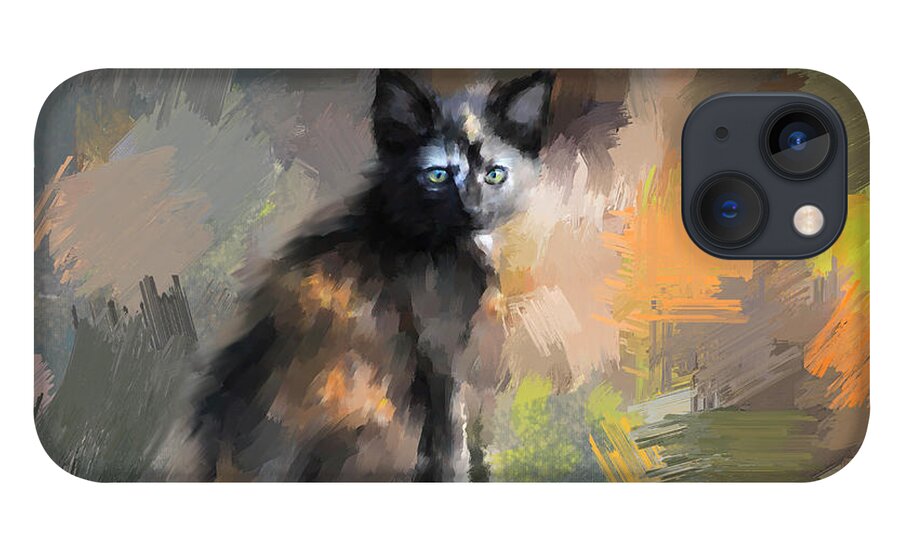 Kitten iPhone 13 Case featuring the painting Tortoiseshell Kitten #1 by Jai Johnson