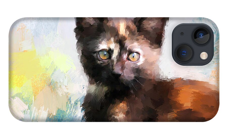 Kitten iPhone 13 Case featuring the painting Tortoiseshell Kitten #2 by Jai Johnson