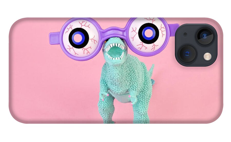 Purple iPhone 13 Case featuring the photograph Toy Dinosaur With Spooky Glasses by Juj Winn