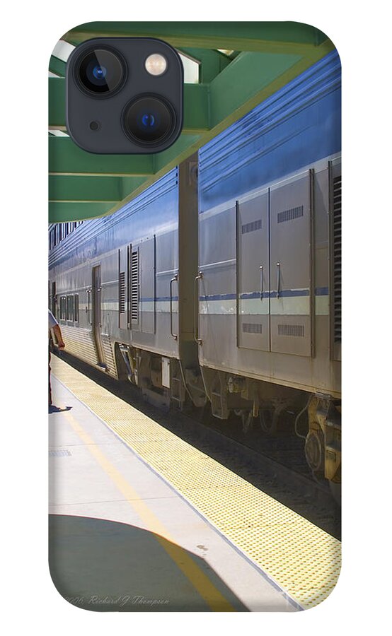 Arriving iPhone 13 Case featuring the photograph Train Stopped At Station by Richard J Thompson 