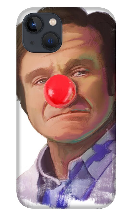 Robin Williams iPhone 13 Case featuring the painting Tribute to Robin Williams by Brett Hardin
