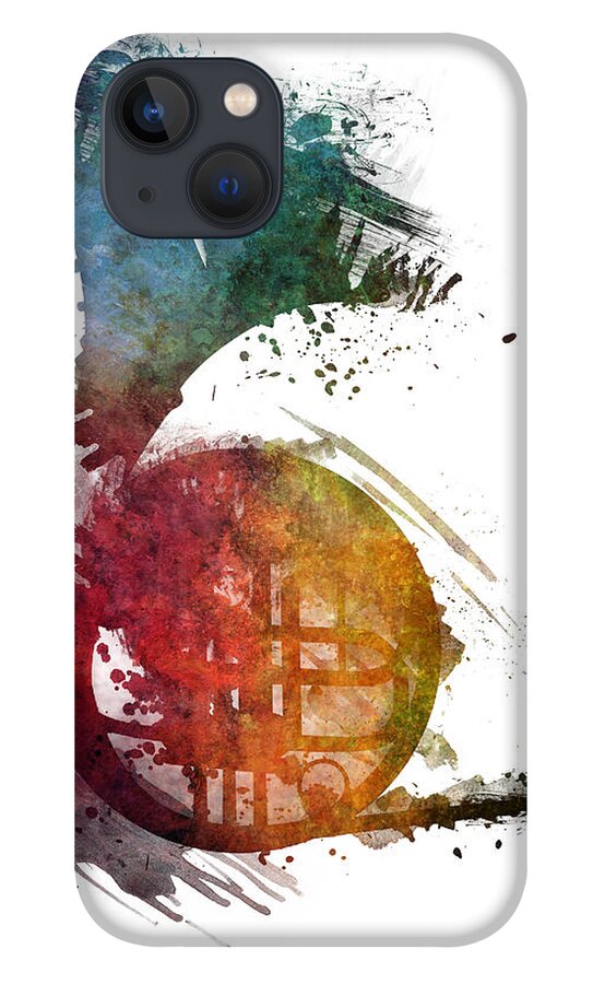 French Horn iPhone 13 Case featuring the digital art French horn colored musical instruments by Justyna Jaszke JBJart