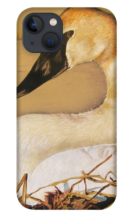 Birds iPhone 13 Case featuring the painting SOLD Trumpeter Swan by Nancy Parsons