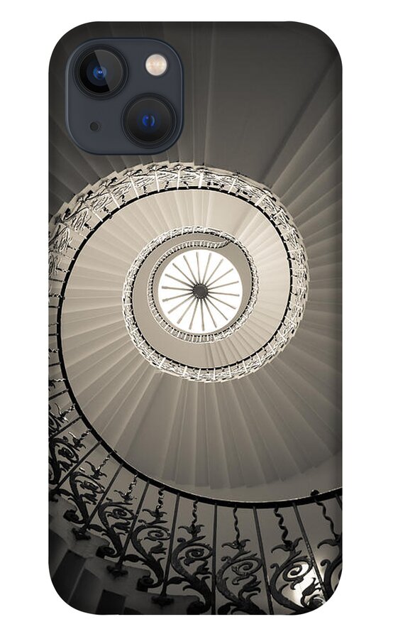 Black iPhone 13 Case featuring the photograph Tulip Stairs from Below by Ross Henton
