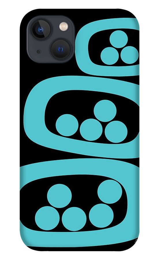 Abstract iPhone 13 Case featuring the digital art Turquoise Pods by Donna Mibus
