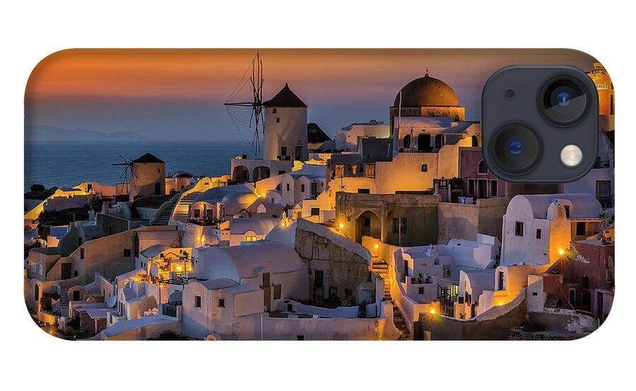 Tranquility iPhone 13 Case featuring the photograph Twilight In Oia Santorini by George Papapostolou Photographer