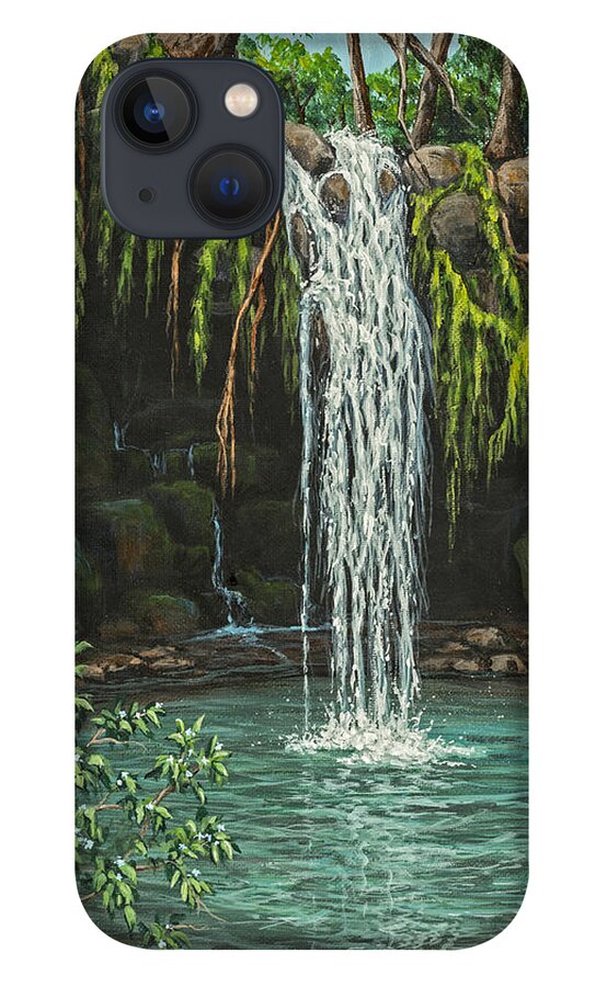Landscape iPhone 13 Case featuring the painting Twin Falls by Darice Machel McGuire